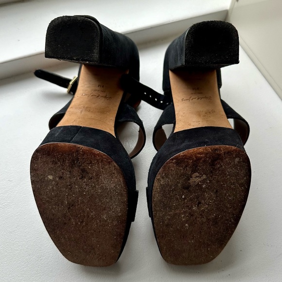 ELIZABETH & JAMES Black Suede Ultra High Heel Sandals - Picture 5 of 6